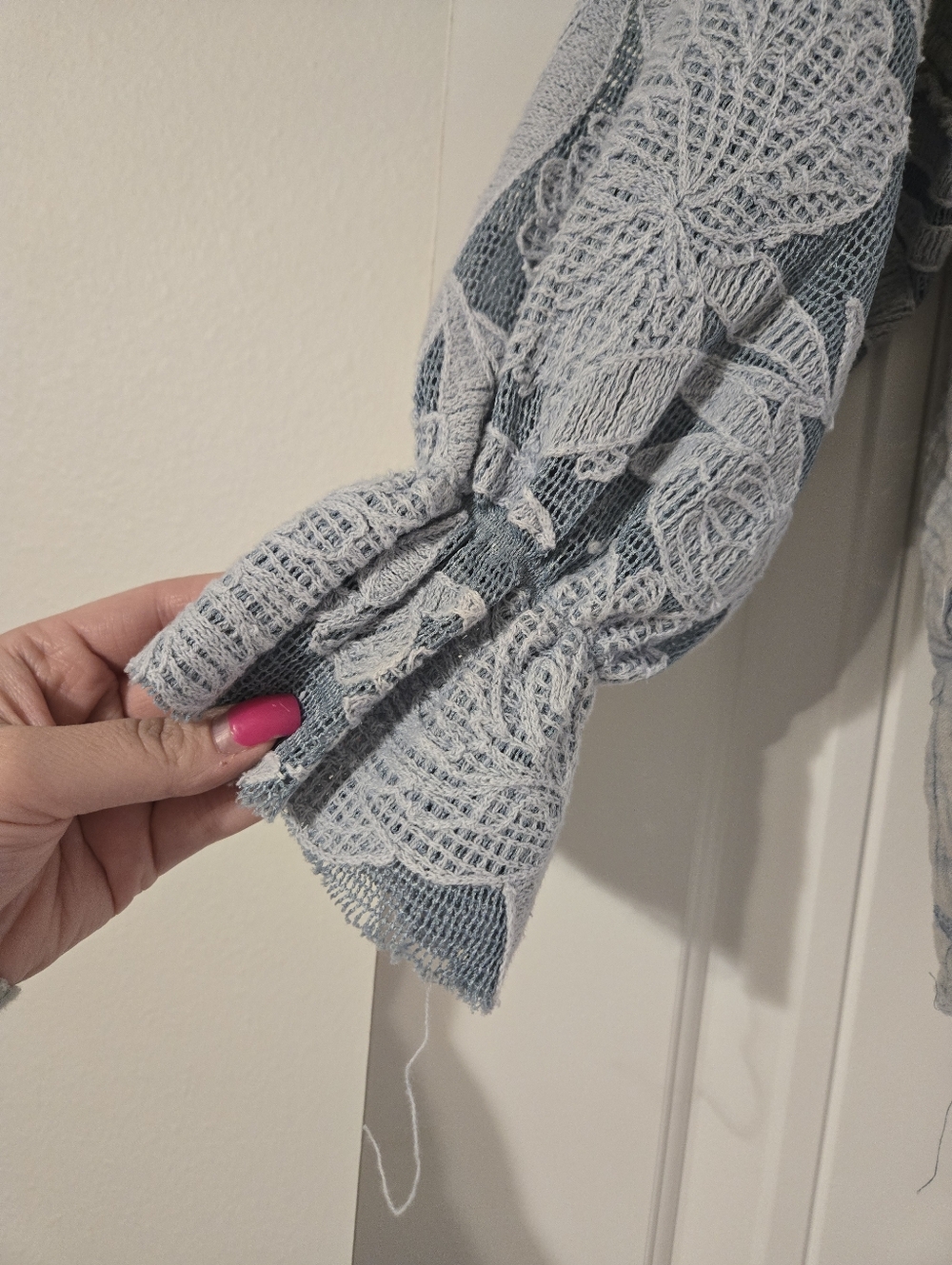 Oli & Hali Pale Blue Lace Oversized Blouse - Picture 3 of 6